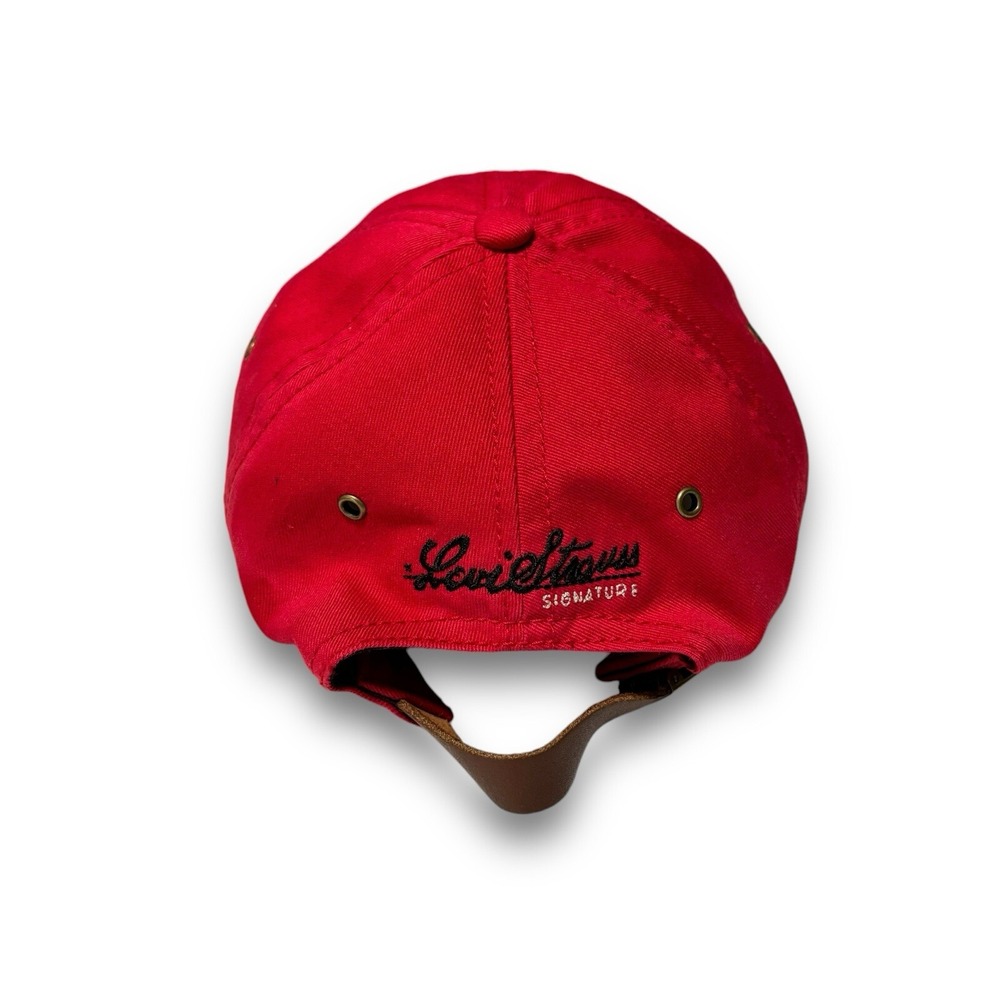 Vintage Levi's Strauss Men's Leather Strap Adjustable Hat Red - Picture 3 of 6